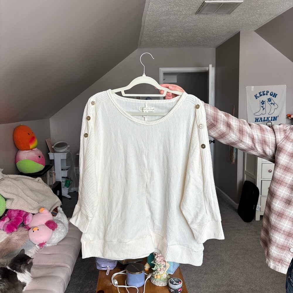 Jessica Simpson Cream Sweater with Gold Accents